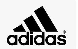 Logotipo oficial de Adidas, símbolo de las tres barras y nombre de la marca en negro.