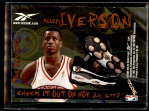 Tarjeta promocional de Reebok de 1997 con Allen Iverson y las zapatillas "The Answer".
